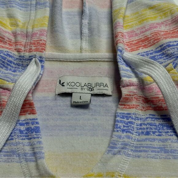 Kookaburra by UGG Light & Airy French Terry Lounge Hoodie Beach Stripes Sz L - Picture 10 of 15